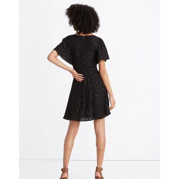 MADEWELL Cape-Sleeve Mini Dress in Metallic Dots Item AF239 Size 4 MSRP$ 148 - Picture 1 of 11
